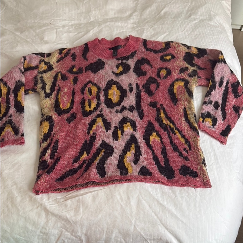 AQUA Leopard Print Pink Sweater